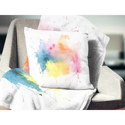 Design Art Abstract Blots Aquarelle Art - Abstract Printed Pillow In Blue;yellow