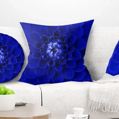 Design Art Abstract Blue Flower Design - Abstract Printed Pillow