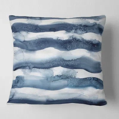 Design Art Abstract Classic Blue Waves - Modern Printed Throw Pillow