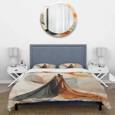 Design Art Abstract Contemporary African Dancer - Fashion Duvet Cover Set - Microfiber Polyester In Black;orange