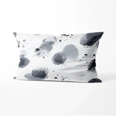 Design Art Abstract Cushion - Grey Soft Charcoal Printed Throw Pillow In White;grey