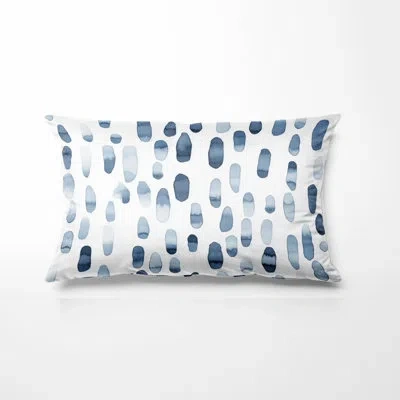 Design Art Abstract Cushion - Modern Dash Flow Silver Blue Printed Throw Pillow In Gray;silver