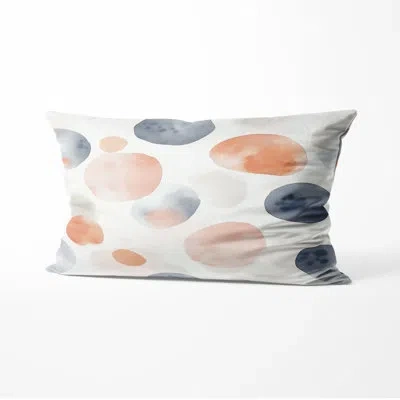 Design Art Abstract Cushion - Orange Warm Forms Printed Throw Pillow In Orange;grey