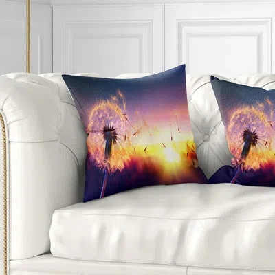 Design Art Abstract Dandelion At Sunset Freedom To Wish Pillow In Blue;black;brown;green;red;yellow