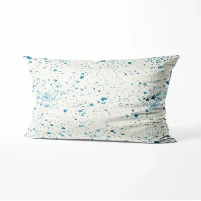 Design Art Abstract Decorative Cushion - Ivory Dash Flow Skyivory Printed Throw Pillow In Blue;ivory