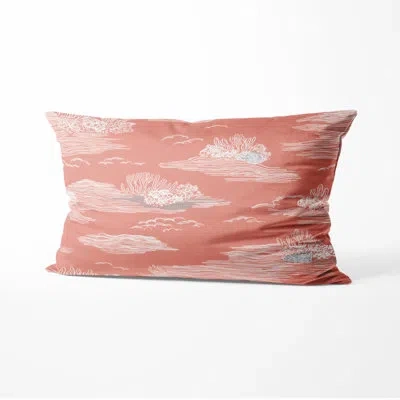 Design Art Abstract Decorative Throw Pillow - Beach Coastal Coral Pattern Printed Cushion In White;orange