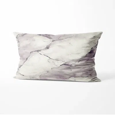 Design Art Abstract Decorative Throw Pillow - Grey Marble Mist Printed Cushion In Beige;grey