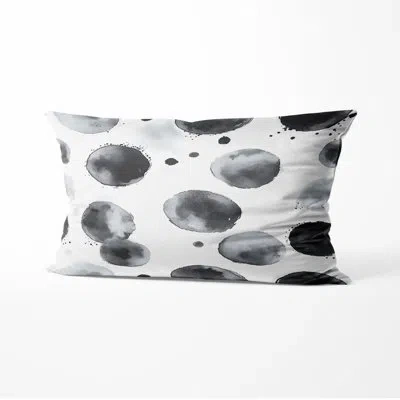 Design Art Abstract Decorative Throw Pillow - Modern Quiet Graphite Printed Cushion In Black;white