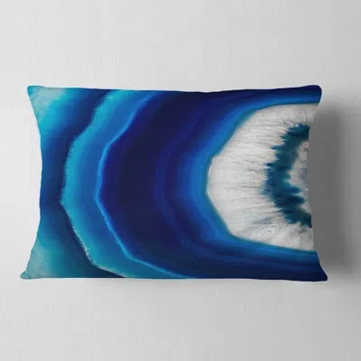 Design Art Abstract Designart 'blue Agate Crystal' Abstract Throw Pillow In Blue;white