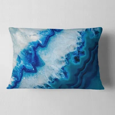 Design Art Abstract Designart 'geode Slice Macro' Abstract Throw Pillow In Blue;white