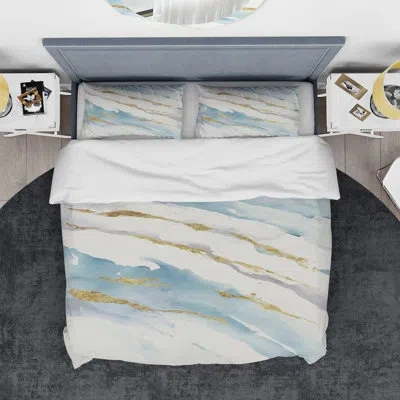 Design Art Abstract Drift V2 - Posh & Lux Duvet Cover Set - Microfiber Polyester In Ivory