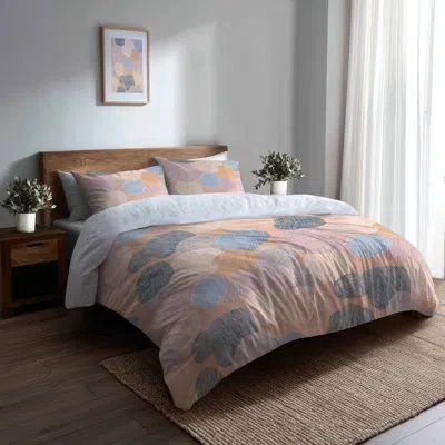 Design Art Abstract Duvet Cover Set - Beach Coastal Form Seashell Bedding And Throw Pillow Set In Blue;orange