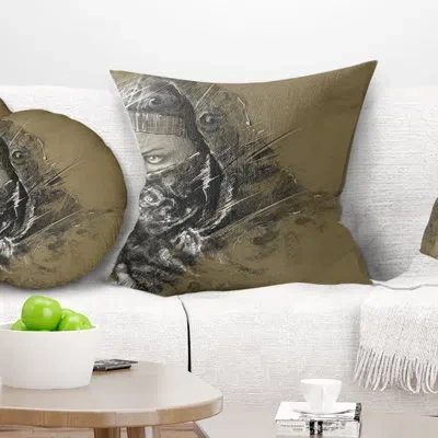 Design Art Abstract Exotic Arabic Woman - Portrait Printed Pillow