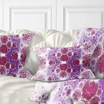 Design Art Abstract Exotic Fractal Crescent Pattern Lumbar Pillow In Pink