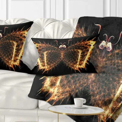 Design Art Abstract Fire Fractal Butterfly In Dark Lumbar Pillow