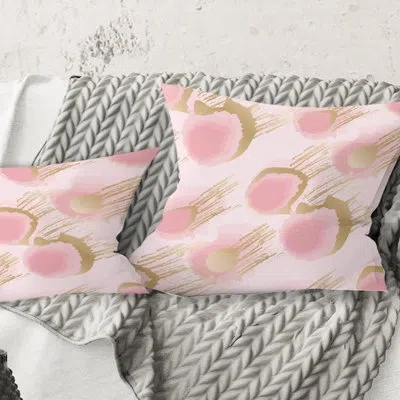 Design Art Abstract Flower Design Ix - Mid-century Modernprinted Throw Pillow In Pink