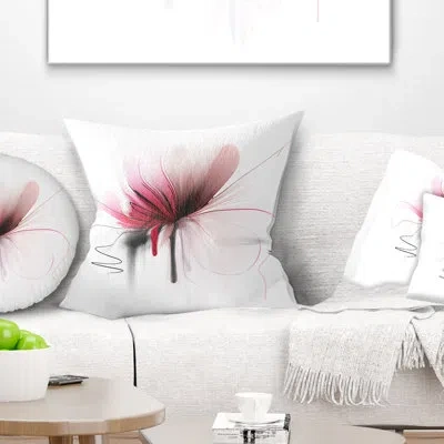 Design Art Abstract Flower - Floral Printed Pillow In Pink