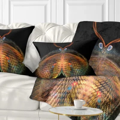 Design Art Abstract Fractal Butterfly In Dark Lumbar Pillow