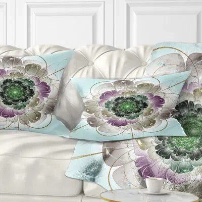 Design Art Abstract Fractal Flower Pattern Lumbar Pillow