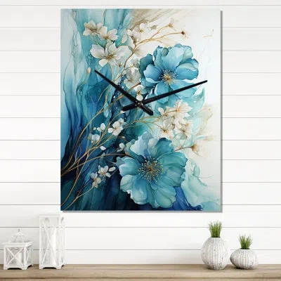 Design Art Abstract Fractal Mystic Mirage Ii - Modern Wall Clocks In Beige;gold;teal