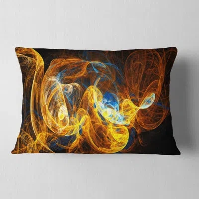Design Art Abstract Fractal Smoke Texture Orange Lumbar Pillow