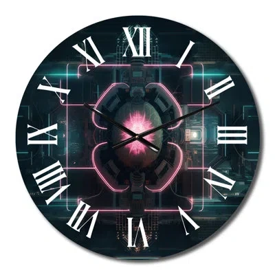 Design Art Abstract Futuristic Lotus Metal Wall Clock In Blue;purple