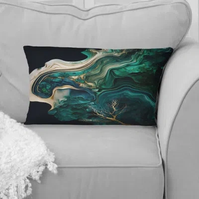 Design Art Abstract Geode Marble I - Abstract Marble Printed Throw Pillow In Green;gold