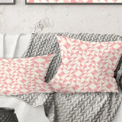 Design Art Abstract Geometric Pattern, Patchwork Quilting - Mid-century Modernprinted Throw Pillow In Pink;pink