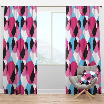 Design Art Abstract Geometric Retro I - Mid-century Curtain - Velvet Room Darkening - 1 Panel