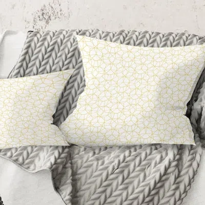 Design Art Abstract Geometrical - Mid-century Modernprinted Throw Pillow In White