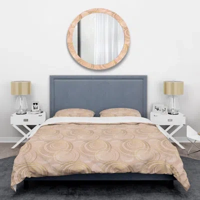 Design Art Abstract Geometry Luxury Mid-century Duvet Cover Set In Beige