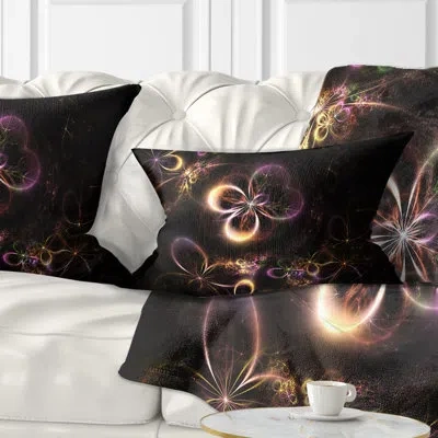 Design Art Abstract Glowing Small Fractal Flowers Lumbar Pillow