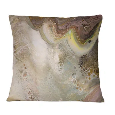 Design Art Abstract Gold And Brown Marble Universe - Modern Printed Throw Pillow