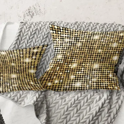 Design Art Abstract Gold Mosaic - Mid-century Modernprinted Throw Pillow