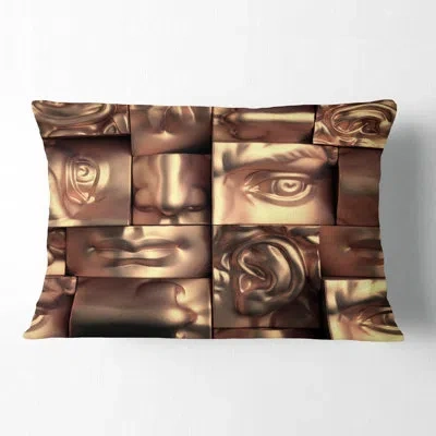 Design Art Abstract Golden Blocks - Abstract Printed Pillow