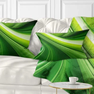Design Art Abstract Green Lines Background - Abstract Printed Pillow