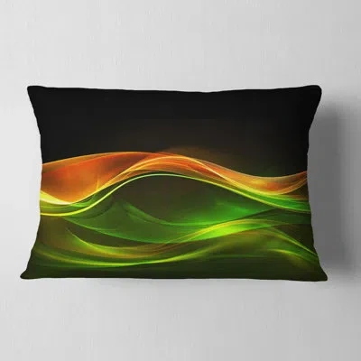Design Art Abstract Green Yellow In Black - Abstract Printed Throw Pillow