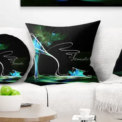 Design Art Abstract High Heel - Street Art Printed Pillow In Blue