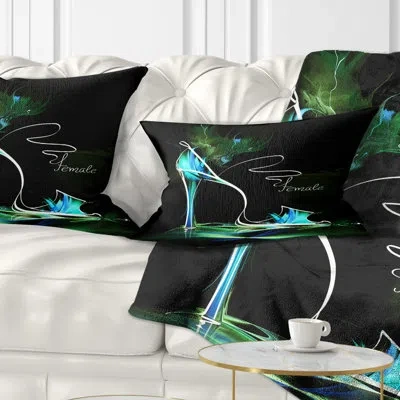 Design Art Abstract High Heel - Street Art Printed Pillow In Blue