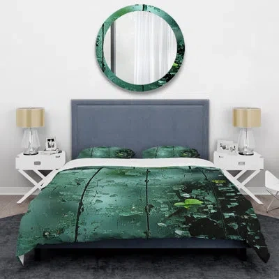 Design Art Abstract Jungle Gardens Window View - Jungle Duvet Cover Set In Green