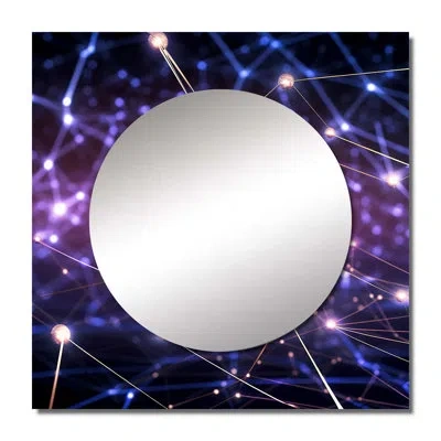 Design Art Abstract Light Infinity Matrix - Fractals Large Square Mirror For Wall Art Decor In Purple