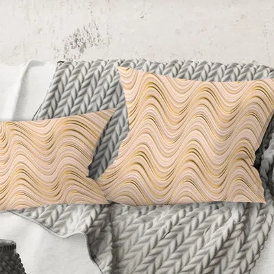 Design Art Abstract Luxury Beige Waves - Mid-century Modernprinted Throw Pillow In Brown