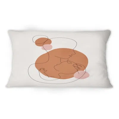 Design Art Abstract Mother With A Child In One Line Art - Glam Printed Throw Pillow 12" X 20"