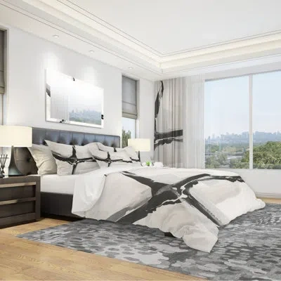 Design Art Abstract Neutral I - Mid-century Modern Duvet Cover Set - Microfiber Polyester In Ivory