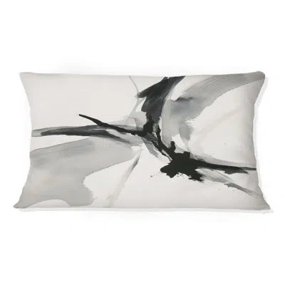Design Art Abstract Neutral Iv - Abstract Shapes Printed Throw Pillow In Black;white