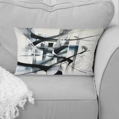 Design Art Abstract Neutral Xii - Abstract Geometric Printed Throw Pillow In Black;white