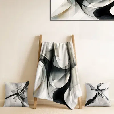 Design Art Abstract Neutral Xiv - Abstract Geometric For Couch In Black;white