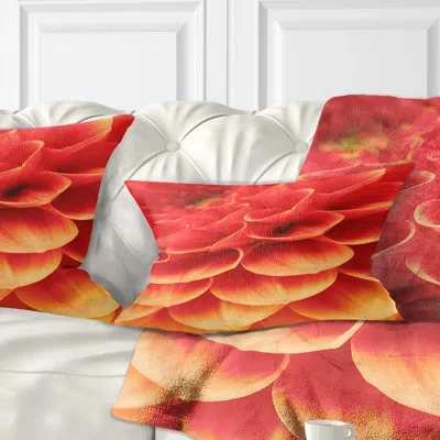 Design Art Abstract Orange Flower And Petals - Floral Printed Pillow In Floral 3