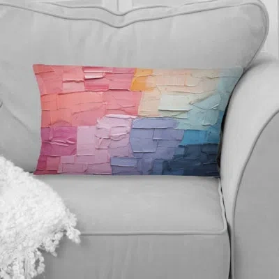 Design Art Abstract Patchwork Iii - Abstract Collages Printed Throw Pillow In Pink