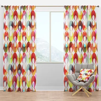 Design Art Abstract Pattern With Colorful Circles - Modern Curtain - Velvet Room Darkening - 1 Panel